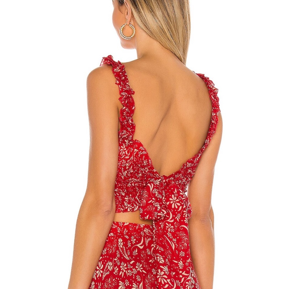 REVOLVE Red Paisley Crop Top & Skirt Set - Picture 3 of 7